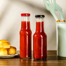 Long Neck Round Shape 300ml Pepper Sauce Glass Bottle With Metal Cap For Sale